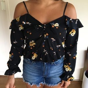 Flower off shoulder blouse
